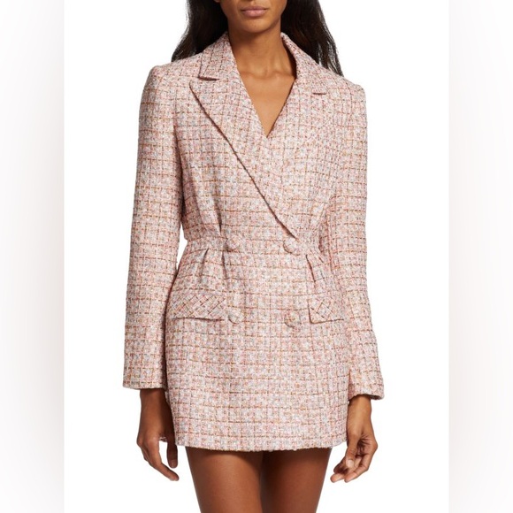 Self-Portrait Double Breasted Bouclé Knit Mini Dress US 4 / UK 8 - Picture 2 of 9